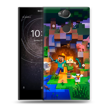 Силиконовый противоударный чехол на Sony Xperia XA2 с принтом Майнкрафт Minecraft Силиконовый противоударный чехол на Sony Xperia XA2 с принтом Майнкрафт Minecraft