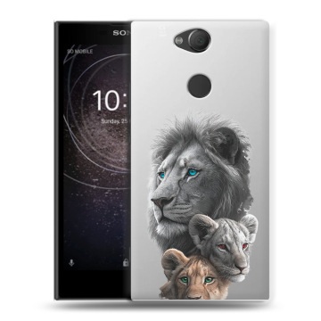 Силиконовый противоударный чехол на Sony Xperia XA2 с принтом Львы