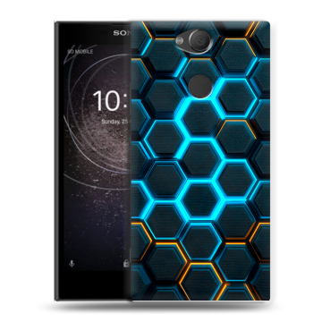 Силиконовый противоударный чехол на Sony Xperia XA2 с принтом Неоновые соты