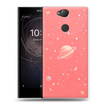 Силиконовый противоударный чехол на Sony Xperia XA2 с принтом Розовый космос