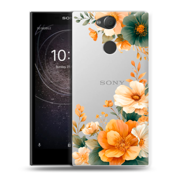 Силиконовый противоударный чехол на Sony Xperia XA2 с принтом Цветы принт