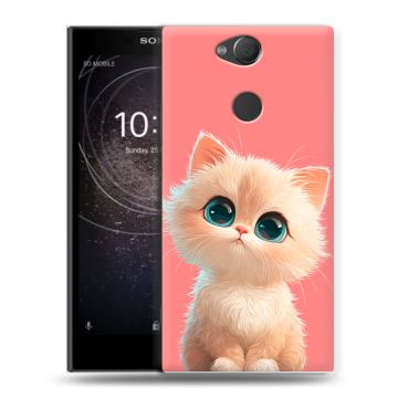 Силиконовый противоударный чехол на Sony Xperia XA2 с принтом Розовый котенок