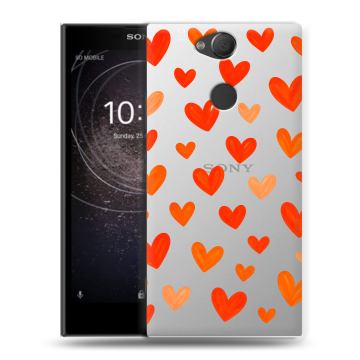 Силиконовый противоударный чехол на Sony Xperia XA2 с принтом Сердечки