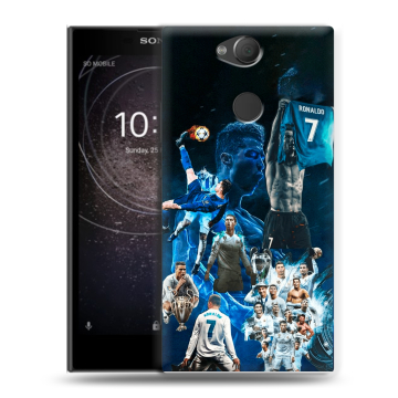 Силиконовый противоударный чехол на Sony Xperia XA2 с принтом Реал Роналдо Силиконовый противоударный чехол на Sony Xperia XA2 с принтом Реал Роналдо