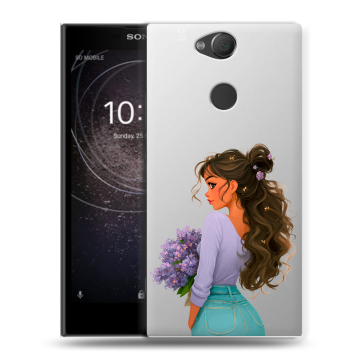 Силиконовый противоударный чехол на Sony Xperia XA2 с принтом девушка цветы Силиконовый противоударный чехол на Sony Xperia XA2 с принтом девушка цветы