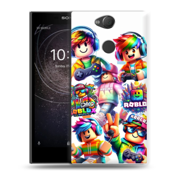 Силиконовый противоударный чехол на Sony Xperia XA2 с принтом Roblox Роблокс Силиконовый противоударный чехол на Sony Xperia XA2 с принтом Roblox Роблокс