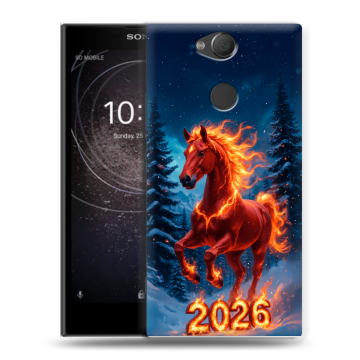 Силиконовый противоударный чехол на Sony Xperia XA2 с принтом Новый год коня Силиконовый противоударный чехол на Sony Xperia XA2 с принтом Новый год коня