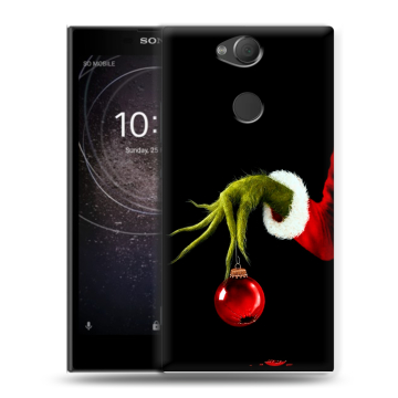 Силиконовый противоударный чехол на Sony Xperia XA2 с принтом Новый год Гринч Силиконовый противоударный чехол на Sony Xperia XA2 с принтом Новый год Гринч