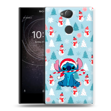 Силиконовый противоударный чехол на Sony Xperia XA2 с принтом Стич Новый год Силиконовый противоударный чехол на Sony Xperia XA2 с принтом Стич Новый год