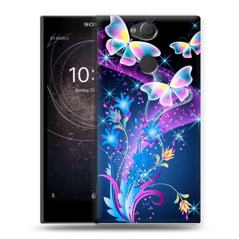 Силиконовый противоударный чехол на Sony Xperia XA2 с принтом Бабочки Силиконовый противоударный чехол на Sony Xperia XA2 с принтом Бабочки