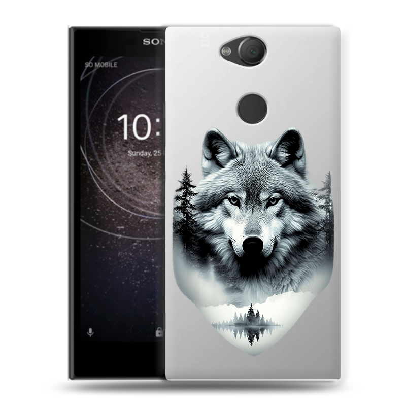 Силиконовый противоударный чехол на Sony Xperia XA2 с принтом Волк в лесу Силиконовый противоударный чехол на Sony Xperia XA2 с принтом Волк в лесу