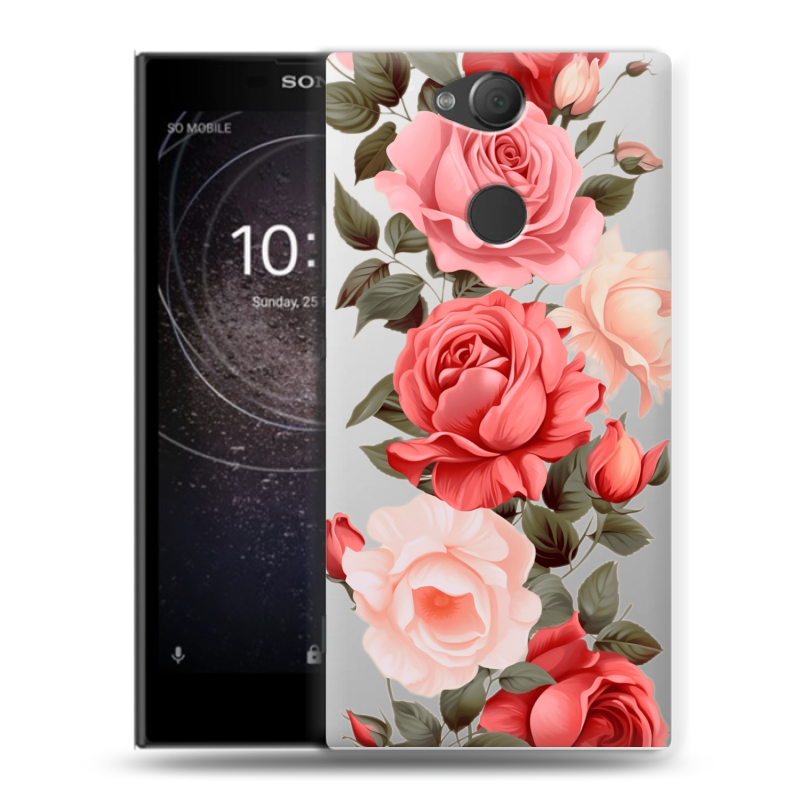Силиконовый противоударный чехол на Sony Xperia XA2 с принтом Розы Силиконовый противоударный чехол на Sony Xperia XA2 с принтом Розы