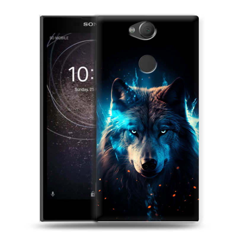 Силиконовый противоударный чехол на Sony Xperia XA2 с принтом Волк ночной Силиконовый противоударный чехол на Sony Xperia XA2 с принтом Волк ночной