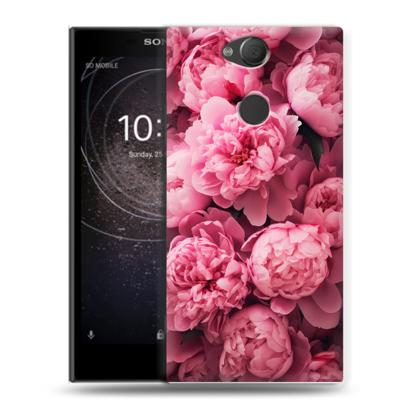 Силиконовый противоударный чехол на Sony Xperia XA2 с принтом цветы пионы Силиконовый противоударный чехол на Sony Xperia XA2 с принтом цветы пионы