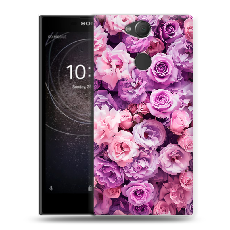 Силиконовый противоударный чехол на Sony Xperia XA2 с принтом лавандовые розы Силиконовый противоударный чехол на Sony Xperia XA2 с принтом лавандовые розы