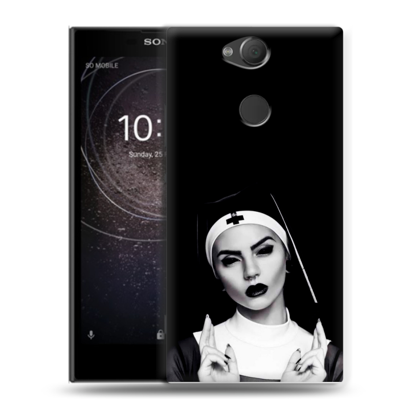 Силиконовый противоударный чехол на Sony Xperia XA2 с принтом монашка Силиконовый противоударный чехол на Sony Xperia XA2 с принтом монашка
