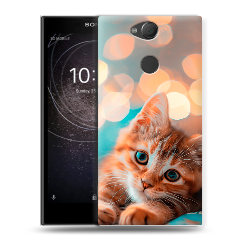 Силиконовый противоударный чехол на Sony Xperia XA2 с принтом котик Силиконовый противоударный чехол на Sony Xperia XA2 с принтом котик