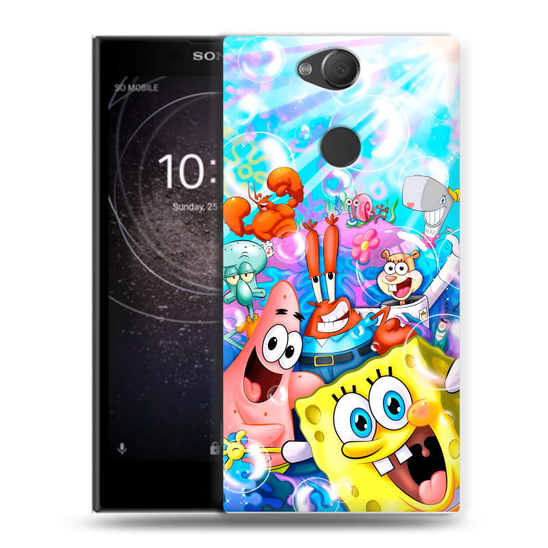 Силиконовый противоударный чехол на Sony Xperia XA2 с принтом спанчбоб спанч боб Силиконовый противоударный чехол на Sony Xperia XA2 с принтом спанчбоб спанч боб