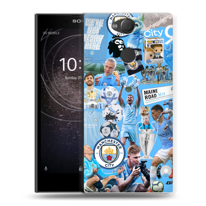 Силиконовый противоударный чехол на Sony Xperia XA2 с принтом Man City Манчестер Сити Силиконовый противоударный чехол на Sony Xperia XA2 с принтом Man City Манчестер Сити