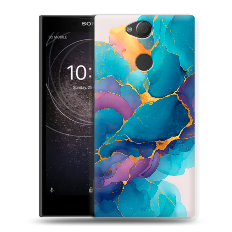 Силиконовый противоударный чехол на Sony Xperia XA2 с принтом Мрамор блестки Силиконовый противоударный чехол на Sony Xperia XA2 с принтом Мрамор блестки