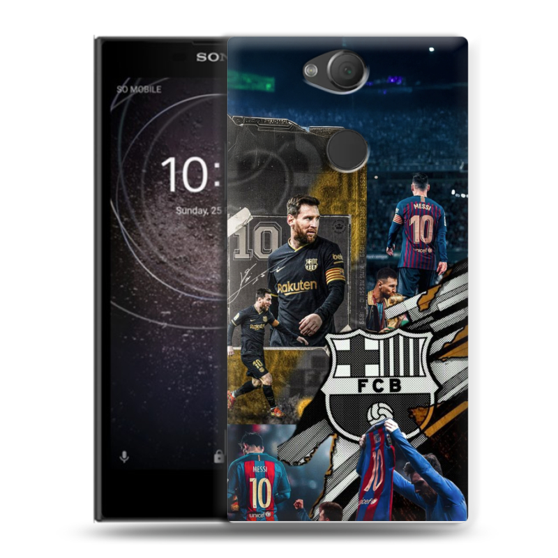 Силиконовый противоударный чехол на Sony Xperia XA2 с принтом Messi Barcelona Силиконовый противоударный чехол на Sony Xperia XA2 с принтом Messi Barcelona