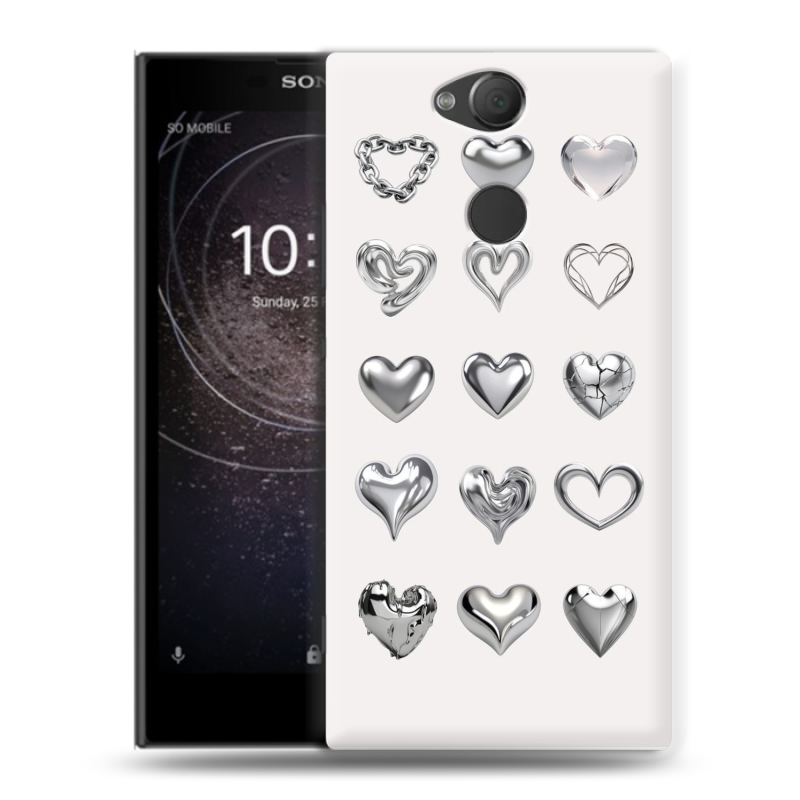 Силиконовый противоударный чехол на Sony Xperia XA2 с принтом Y2K сердечки Силиконовый противоударный чехол на Sony Xperia XA2 с принтом Y2K сердечки