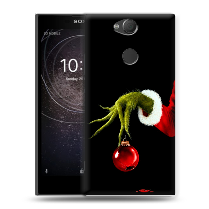 Силиконовый противоударный чехол на Sony Xperia XA2 с принтом Новый год Гринч Силиконовый противоударный чехол на Sony Xperia XA2 с принтом Новый год Гринч