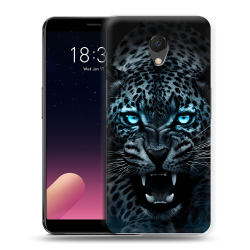 Силиконовый чехол на Meizu M6s с принтом Темный леопард