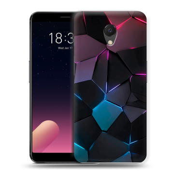 Силиконовый чехол на Meizu M6s с принтом Геометрия неона