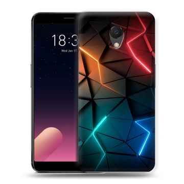 Силиконовый чехол на Meizu M6s с принтом Абстракция неон