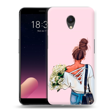 Силиконовый чехол на Meizu M6s с принтом Девушка и букет
