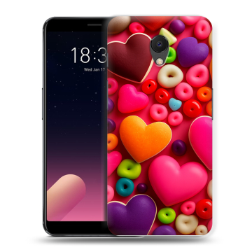 Силиконовый чехол на Meizu M6s с принтом Сердечки
