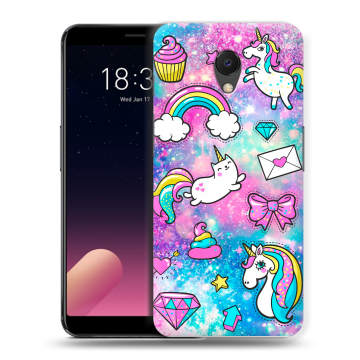 Силиконовый чехол на Meizu M6s с принтом Единороги