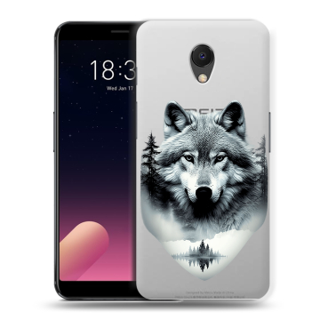 Силиконовый чехол на Meizu M6s с принтом Волк в лесу