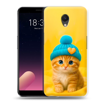 Силиконовый чехол на Meizu M6s с принтом Котенок в шапке