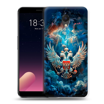 Силиконовый чехол на Meizu M6s с принтом Герб флаг России