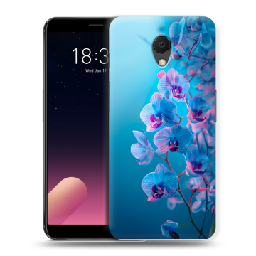 Силиконовый чехол на Meizu M6s с принтом голубые орхидеи