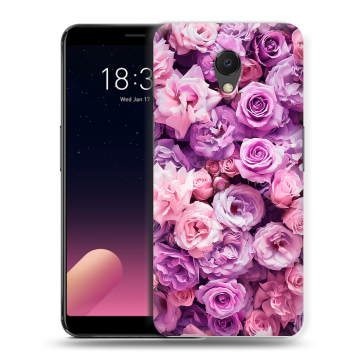 Силиконовый чехол на Meizu M6s с принтом лавандовые розы