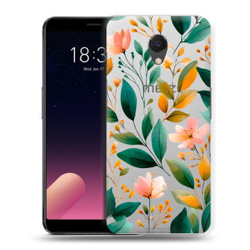 Силиконовый чехол на Meizu M6s с принтом Цветы паттерн