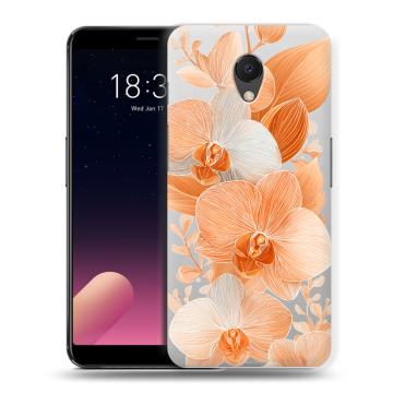 Силиконовый чехол на Meizu M6s с принтом Бежевые цветы