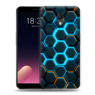 Силиконовый чехол на Meizu M6s с принтом Неоновые соты