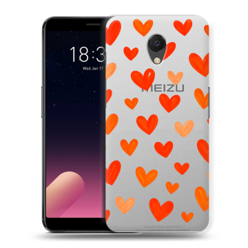 Силиконовый чехол на Meizu M6s с принтом Сердечки