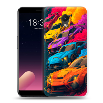 Силиконовый чехол на Meizu M6s с принтом Тачки