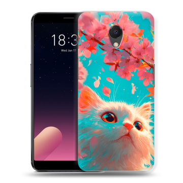 Силиконовый чехол на Meizu M6s с принтом Красивый кот