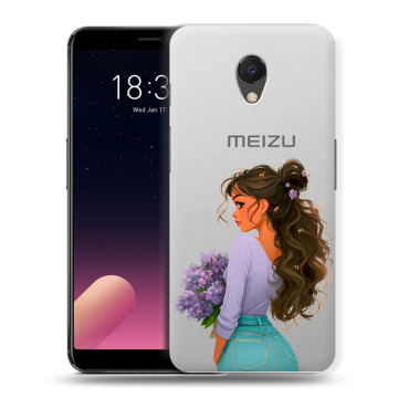 Силиконовый чехол на Meizu M6s с принтом девушка цветы