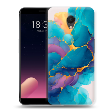 Силиконовый чехол на Meizu M6s с принтом Мрамор блестки