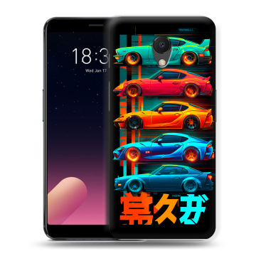 Силиконовый чехол на Meizu M6s с принтом машины тачки