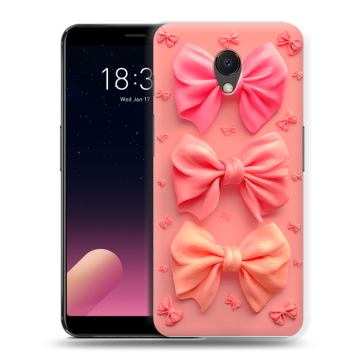 Силиконовый чехол на Meizu M6s с принтом Розовые бантики