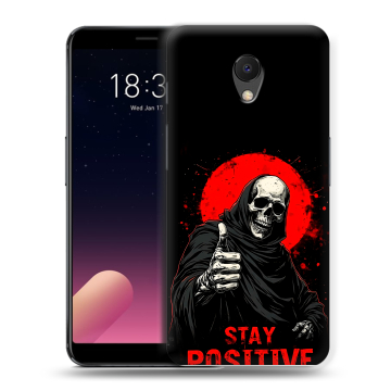 Силиконовый чехол на Meizu M6s с принтом смешной скелет