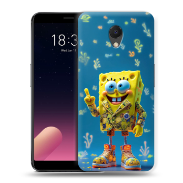 Силиконовый чехол на Meizu M6s с принтом Спанч боб Спанчбоб